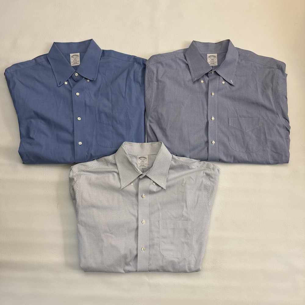 3x Brooks Brothers Regent Mens 16.5-4/5 Large 100% Cotton NON IRON Shirts - Picture 1 of 7